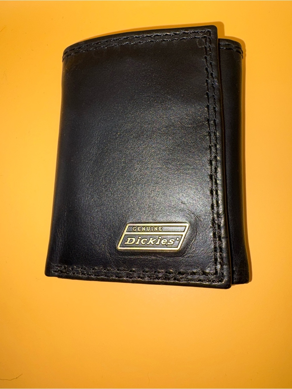 Dickies Genuine Black Leather Trifold Wallet for Men